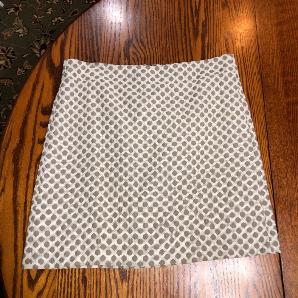 LOFT Beige and White Polka Dot Textured Mini Skirt